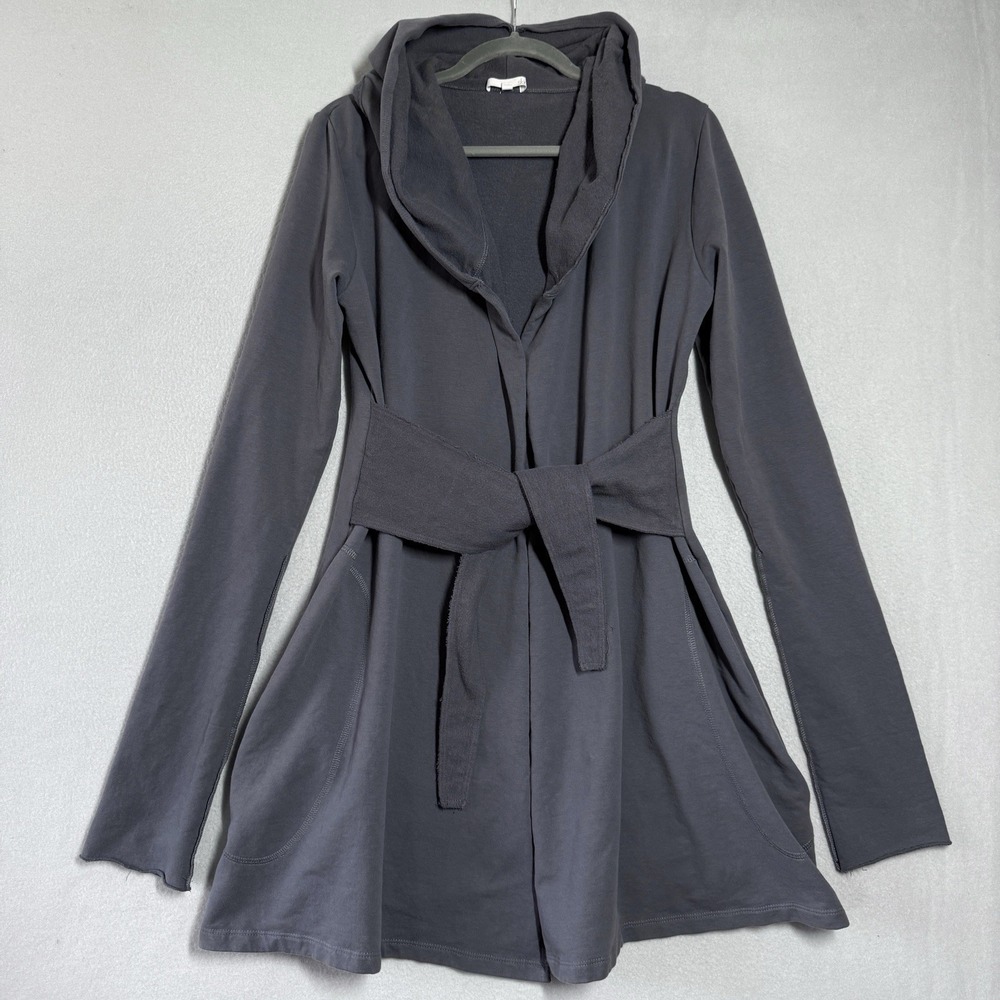 Skin Robe Women Medium Hooded Pockets Attached Tie Belt Lounge Minimalist Luxury